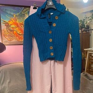 Divided Teal Button-Up Women's Cardigan